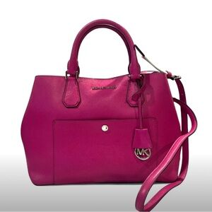 Michael Kors Greenwich Saffiano Satchel & Crossbody bag in Fuchsia Pink